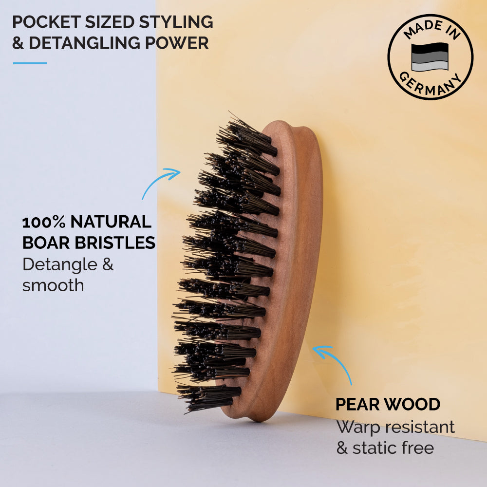 Pocket Beard Brush, 100% Boar Bristle