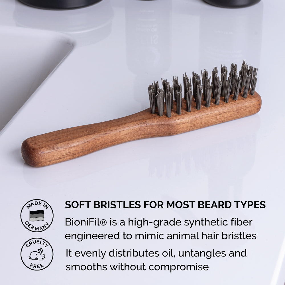 Handled Mustache & Beard Brush, BioniFil Bristle (Vegan)