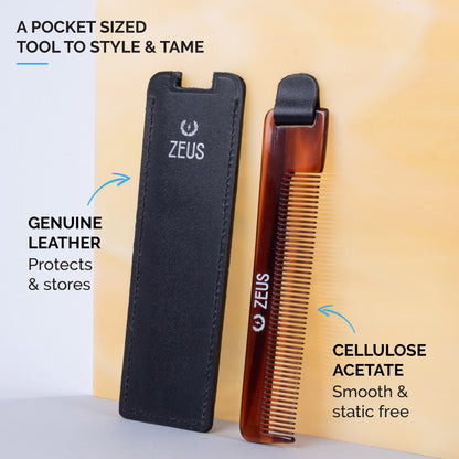 Pocket Beard Comb + Sheath