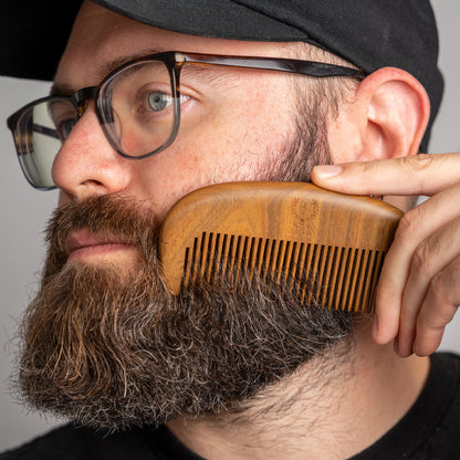 Beard Comb + Sheath, Sandalwood