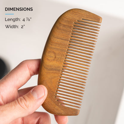 Beard Comb + Sheath, Sandalwood