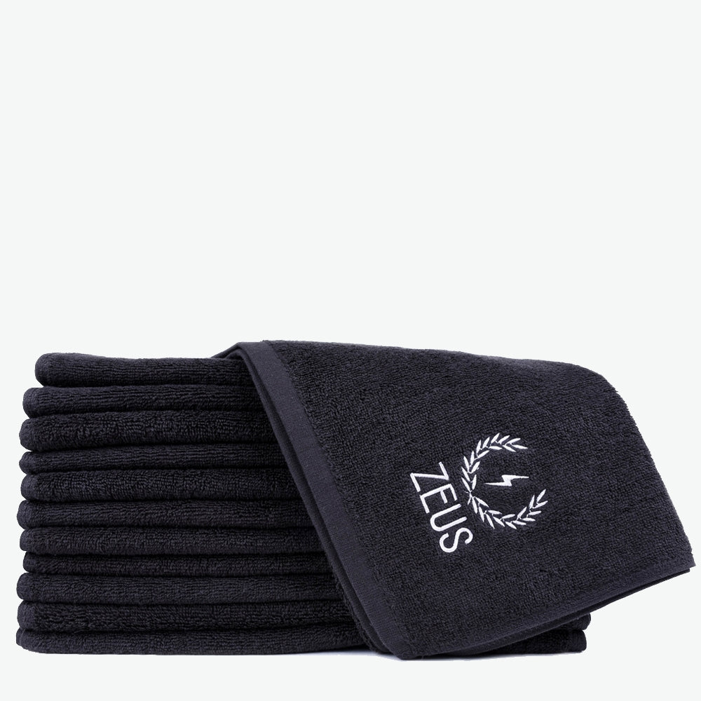 Zeus Cotton Steam Towel, Black